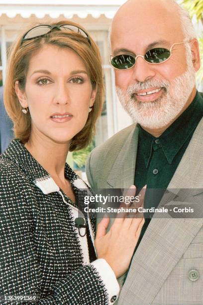 Celine Dion and Rene Angelil pose during a photocall prior"n the World Music Awards on May 7, 1996 in Monaco, Monaco.