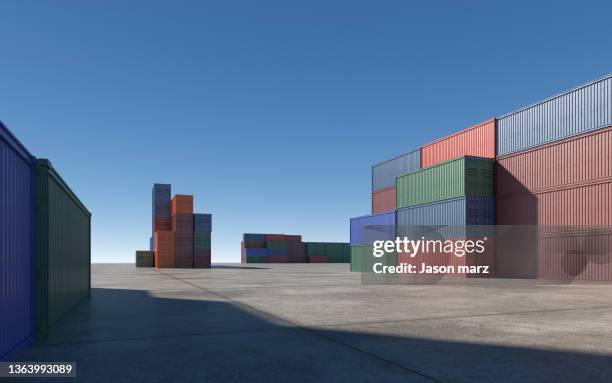 cargo containers, parking lot - 容器 ストックフォトと画像