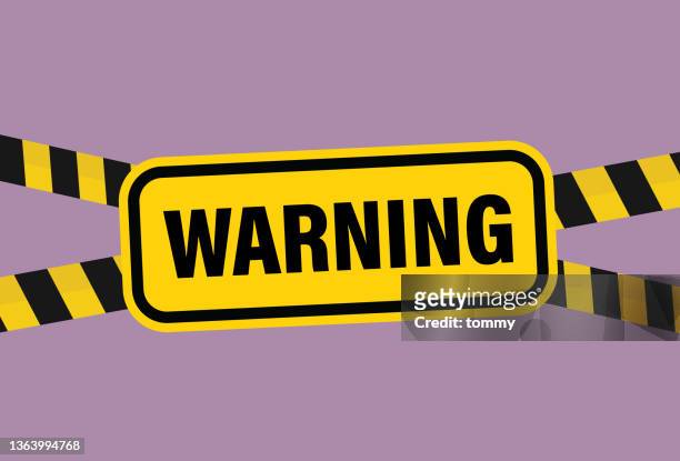 warning sign with adhesive tape - road warning sign stock illustrations