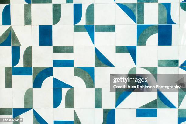 modernist tiles - geometric painting stockfoto's en -beelden