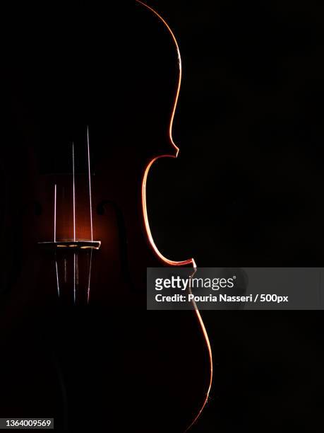 violin in dark,close-up of violin against black background,iran - violin stock pictures, royalty-free photos & images