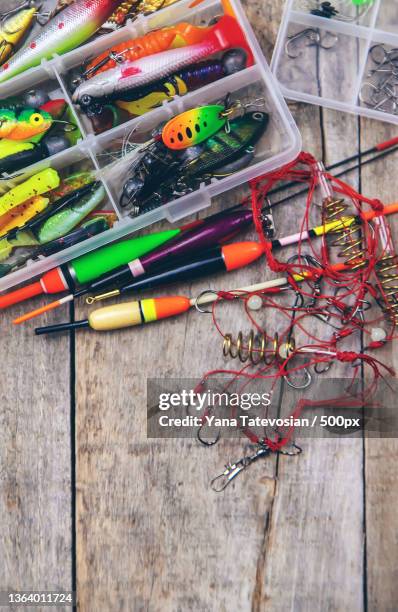 https://media.gettyimages.com/id/1364011724/photo/accessories-for-fishing-on-a-wooden-background-selective-focus.jpg?s=612x612&w=gi&k=20&c=2-PUxcWPP5gheaRmwZVlzGvQsv86prM8xhLfBpPGMJs=