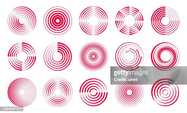 circle design elements - concentric rings vector line stock illustrations