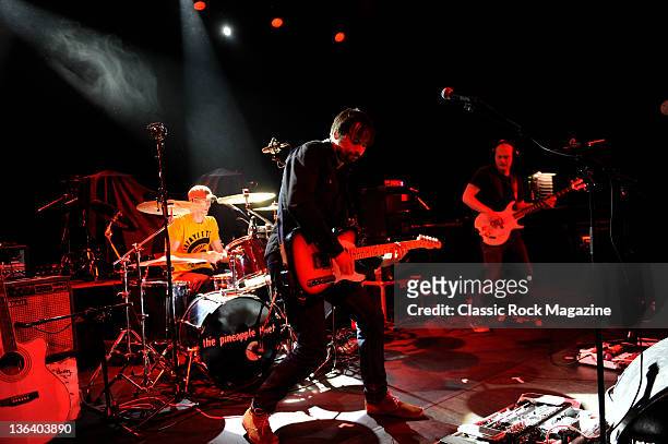 Keith Harrison, Bruce Soord and Jon Sykes of The Pineapple Thief performing live on stage at Shepherd's Bush Empire on April 8, 2011.