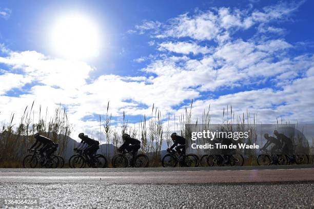 General view of riders training during the Quick-Step Alpha Vinyl Team 2022 - Media Day on January 10, 2022 in Calpe, Spain.