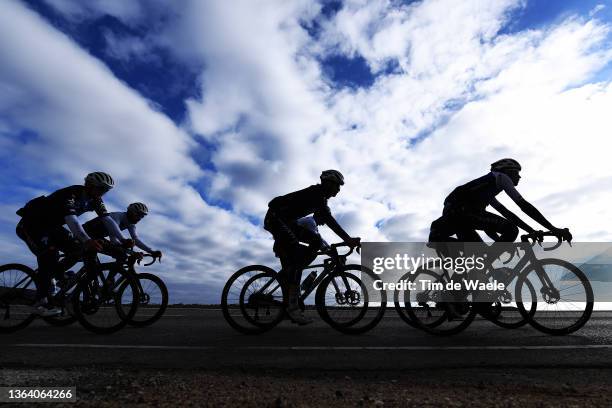 General view in shadow of riders training during the Quick-Step Alpha Vinyl Team 2022 - Media Day on January 10, 2022 in Calpe, Spain.