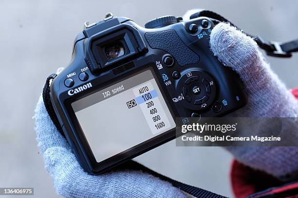 Detail of the ISO options on a Canon EOS 450D camera, on March 6, 2009.