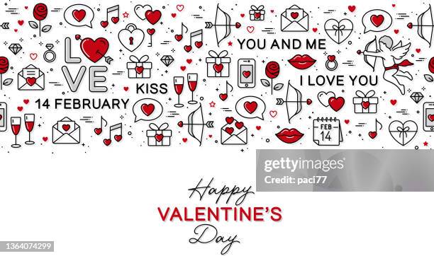 stockillustraties, clipart, cartoons en iconen met love seamless pattern with black and red icons for st. valentine's day. - picto bijoux