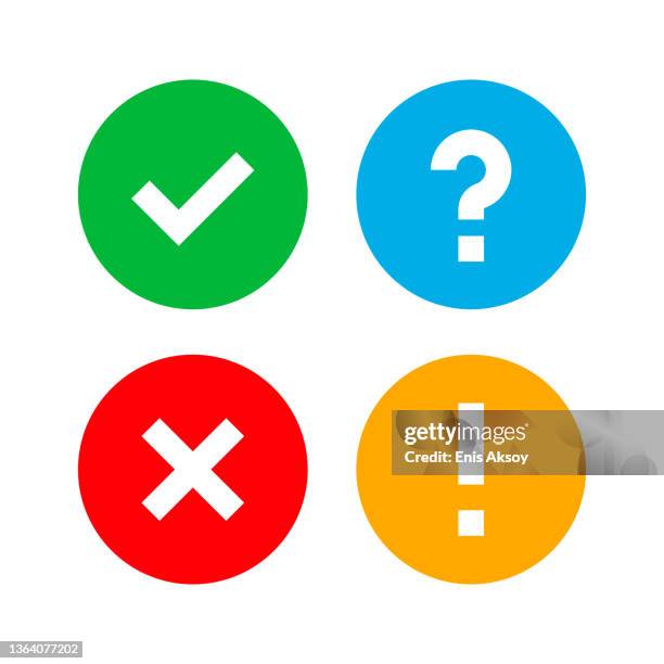 illustrations, cliparts, dessins animés et icônes de symboles de coche, de forme de croix, de point d’interrogation et de point d’exclamation - point dexclamation