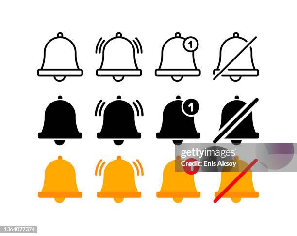ilustrações de stock, clip art, desenhos animados e ícones de notification bells icon - sino