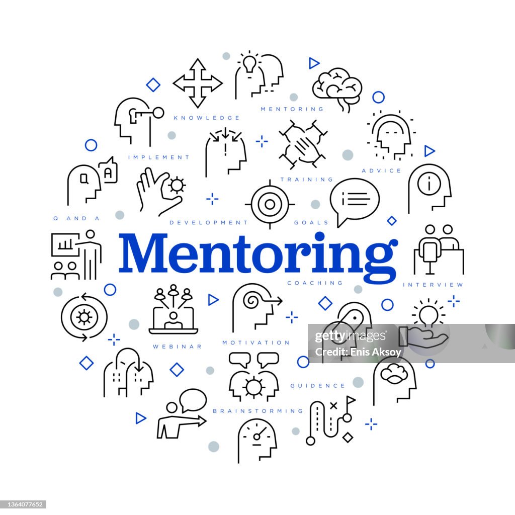 Mentoring concept. Vector design with icons and keywords.