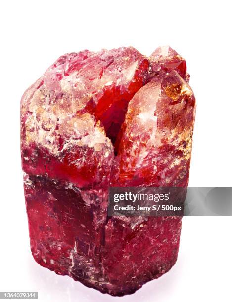 stock photo,close-up of red meat against white background - beryl mineral stock pictures, royalty-free photos & images