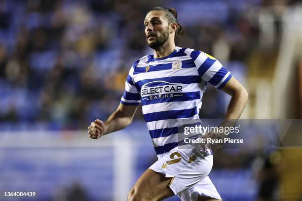 Andy Carroll of Reading reacts during the Sky Bet Championship match between Reading and Fulham at Madejski Stadium on January 11, 2022 in Reading,...