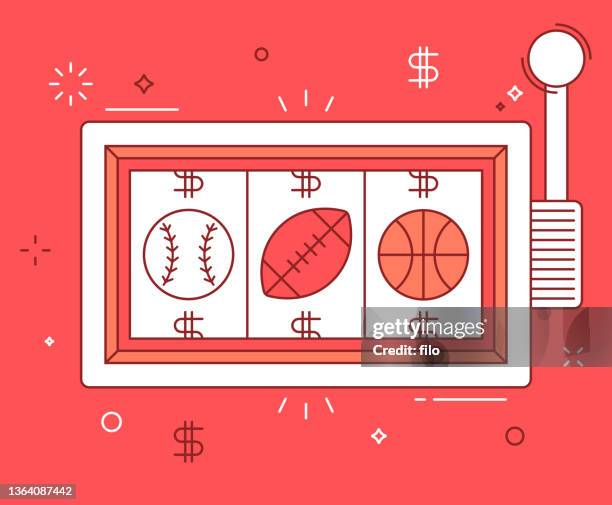 illustrazioni stock, clip art, cartoni animati e icone di tendenza di slot machine per scommesse sportive - jackpot