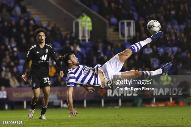 Andy Carroll of Reading scores a goal which was later disallowed during the Sky Bet Championship match between Reading and Fulham at Madejski Stadium...