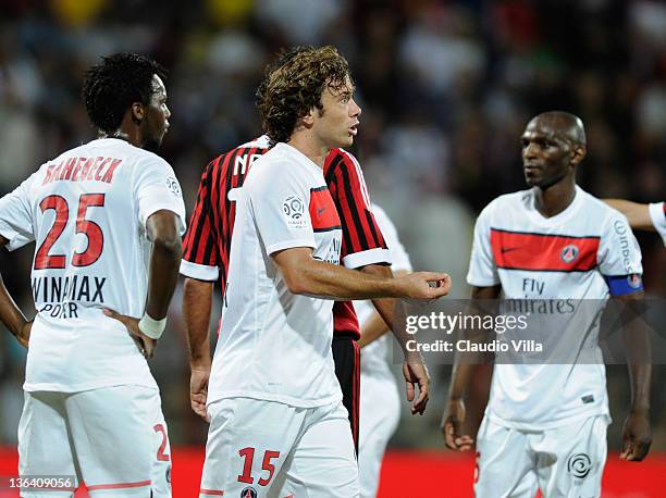 Diego Lugano of Paris Saint-Germain FC during the Dubai Challenge Cup match between Paris Saint-Germain FC and AC Milan at Al-Rashid Stadium on...