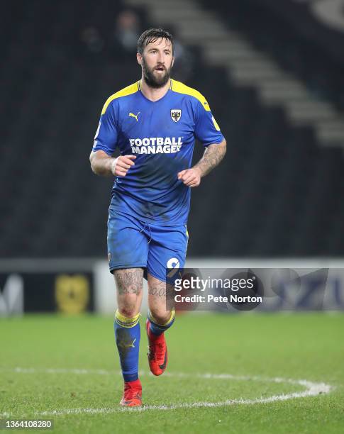 Ollie Palmer of AFC Wimbledon in action during the Sky Bet League One match between Milton Keynes Dons and AFC Wimbledon at Stadium mk on January 11,...