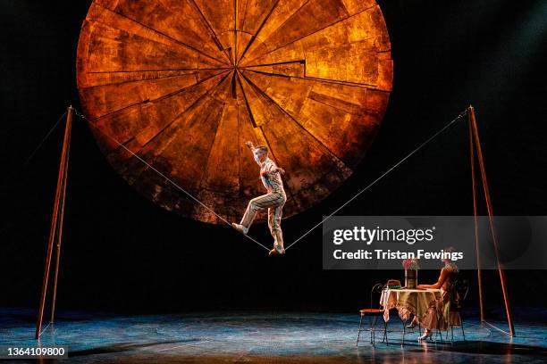 Artists perform during the press photocall for the show "LUZIA" of Cirque du Soleil at the Royal Albert Hall on January 11, 2022 in London, England.