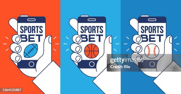 stockillustraties, clipart, cartoons en iconen met sports betting mobile phones - kansspel