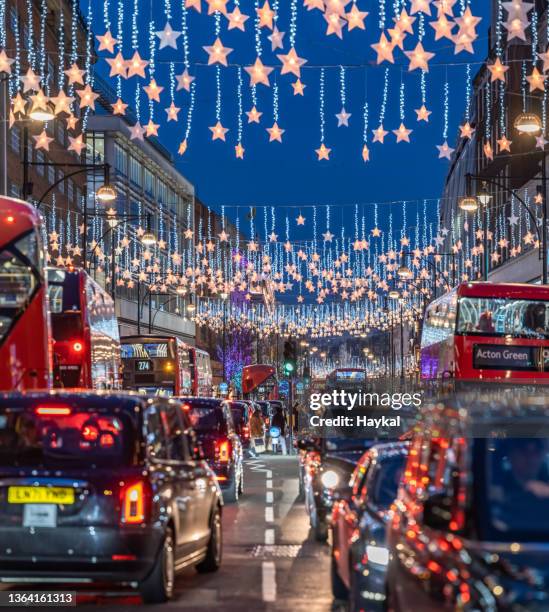 christmas 2021 - oxford street london stock pictures, royalty-free photos & images