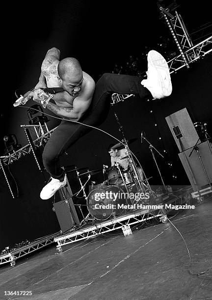 Garrett Stevenson of Trash Talk, live on stage at Hevy Music Festival in Hythe, on August 7, 2010.