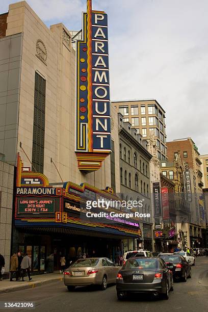 The Paramount Theatre and traffic on Washington Street is viewed on December 17, 2011 in Boston, Massachusetts. Despite a global recession,...