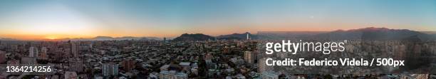 sunset aerial panorama of santiago,chile,panoramic view of shenzhen skyline,julio prado - chile skyline stock pictures, royalty-free photos & images