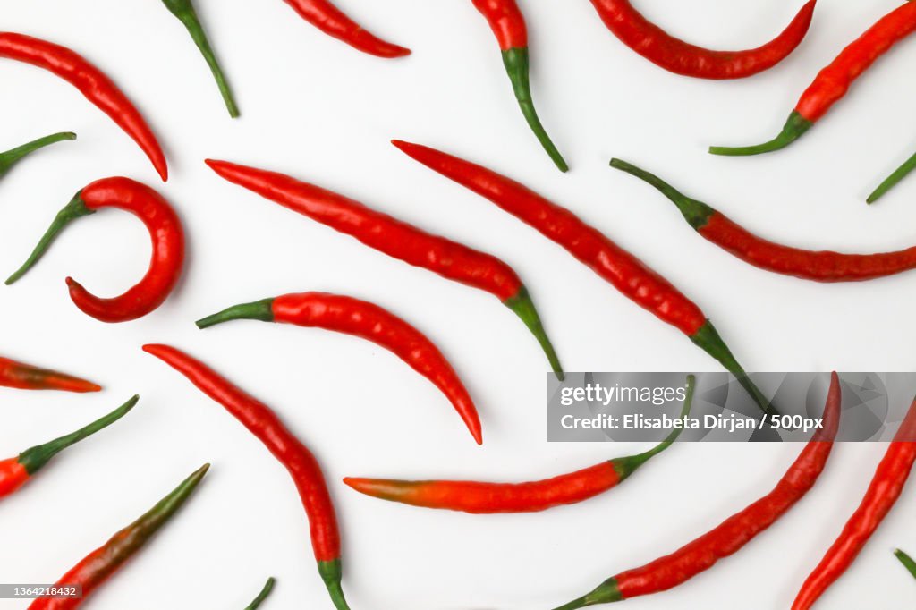 Hot red chili isolated on paper background