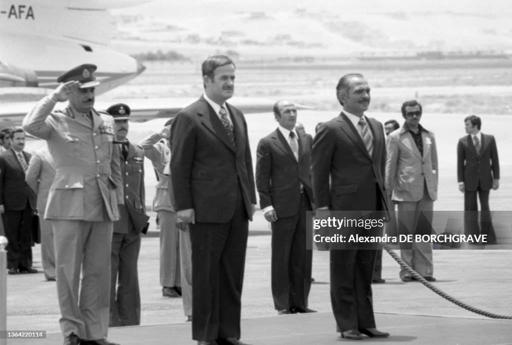 Hafez el-Assad et le Roi Husein de Jordanie en 1975