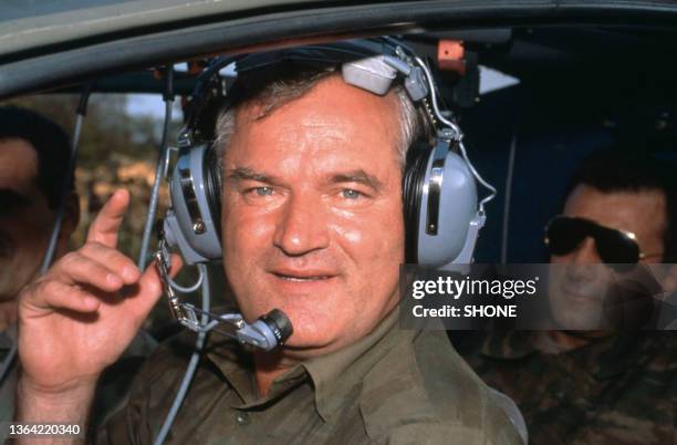 Portrait du commandant de l'armée de la République serbe de Bosnie Ratko Mladic pendant la guerre de Bosnie, en septembre 1994.