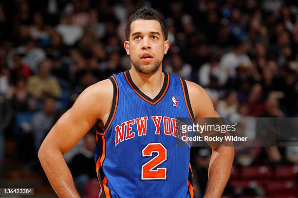 Landry Fields of the New York Knicks gets ready to take on the Sacramento Kings during a game at Power Balance Pavilion on December 31, 2011 in...