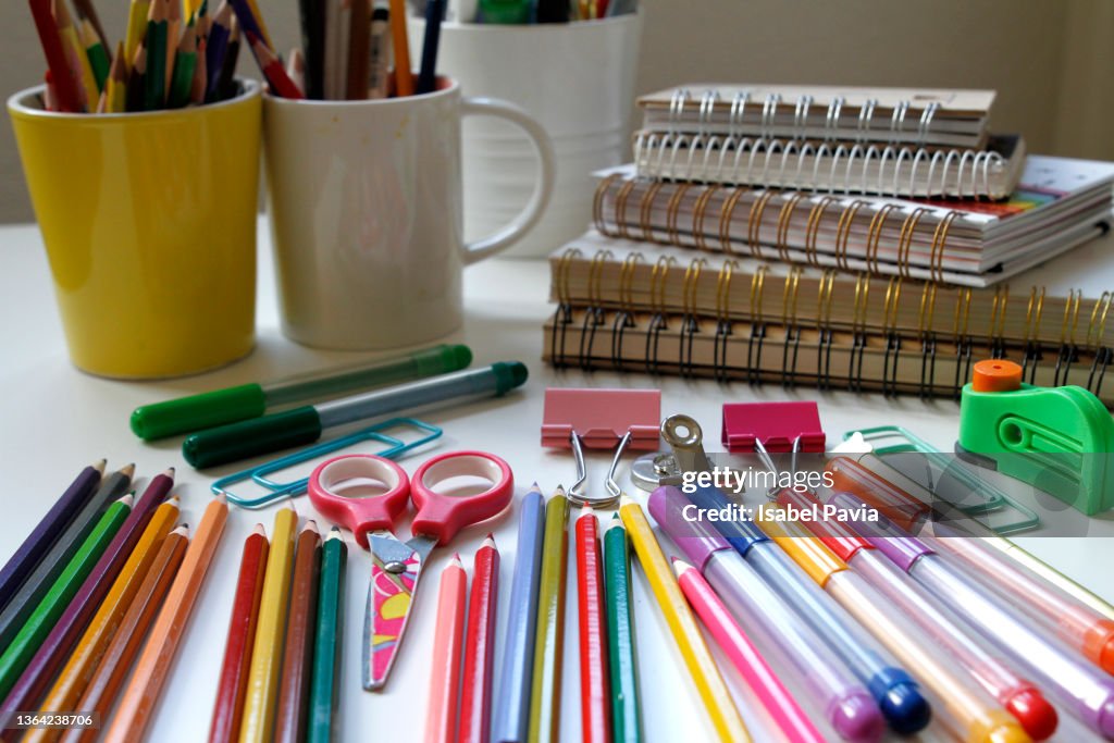 School Supplies On Desk