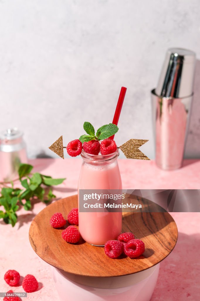 Pretty Milkshake Pink Raspberry Pink Raspberry Milkshake With Fresh Fruit And Armor Arrow For ...