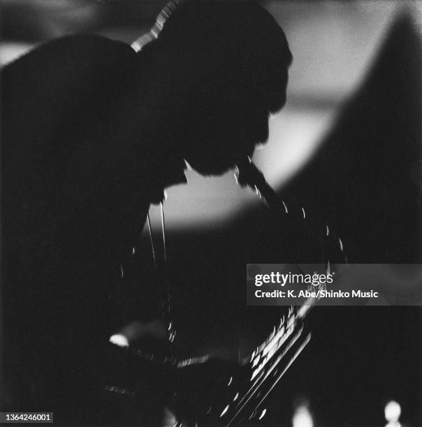 John Coltrane Blow tenor saxophone Silouette, Tokyo, Japan, 9th July 1966.