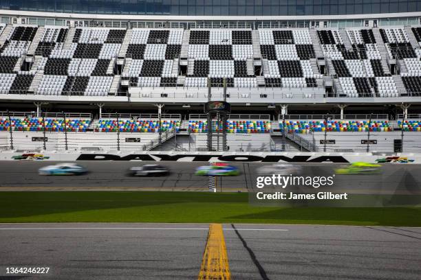 Cars are seen on track during the NASCAR Next Gen Test at Daytona International Speedway on January 12, 2022 in Daytona Beach, Florida.