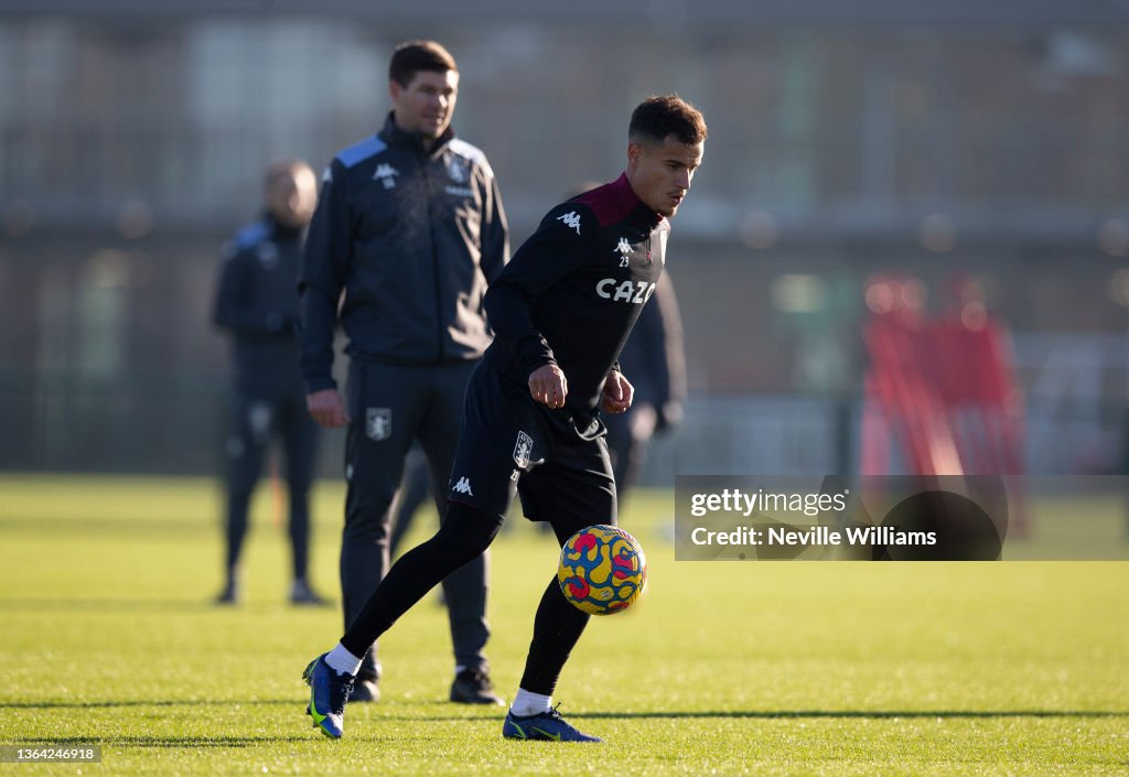 Philippe Coutinho Trains for the First Time at Aston Villa