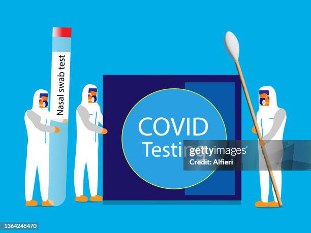 covid testing - spread germs stock illustrations