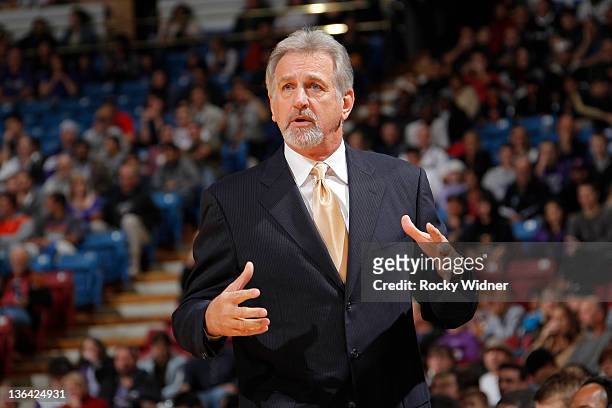 Head coach Paul Westphal of the Sacramento Kings in a game against the New Orleans Hornets at Power Balance Pavilion on January 1, 2012 in...
