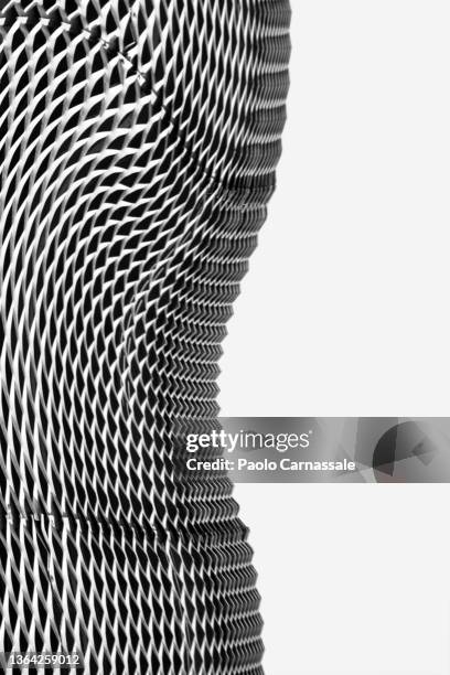 modern metal grid against whie background - wire mesh construction stock pictures, royalty-free photos & images