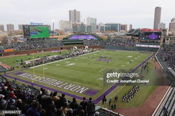 General view of Wrigley Field as the Northwestern Wildcats take on the Purdue Boilermakers on November 20, 2021 in Chicago, Illinois. Purdue defeated...