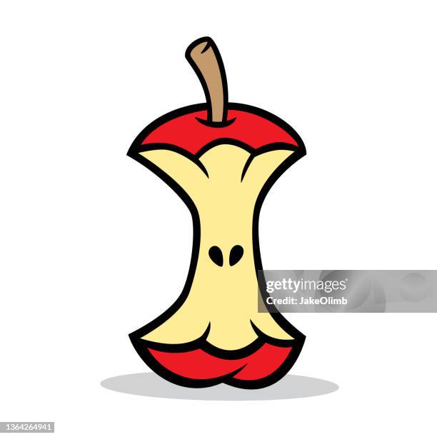 bildbanksillustrationer, clip art samt tecknat material och ikoner med apple core doodle 6 - chewing