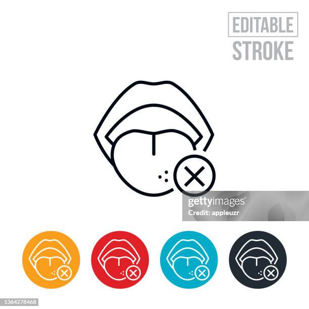 stockillustraties, clipart, cartoons en iconen met loss of taste thin line icon - editable stroke - tongue