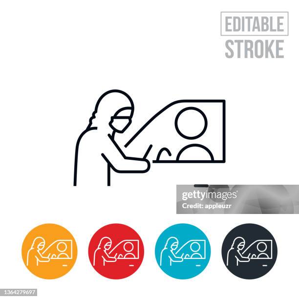 drive-through medical testing thin line icon - editable stroke - antigen testing stock illustrations