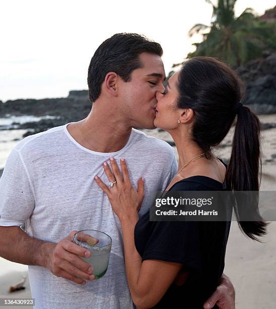 Mario Lopez and Courtney Mazza celebrate their New Years day engagement on January 1, 2012 in Ixtapa, Mexico.