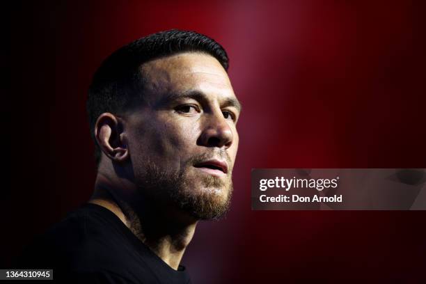 Sonny Bill Williams poses during the Turf War media opportunity at ICC Sydney Theatre on January 13, 2022 in Sydney, Australia.