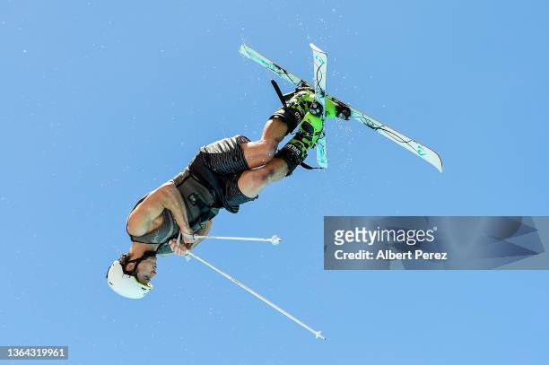 Australian moguls skier Matt Graham practices at the Sleeman Centre Henke Water Ramp on January 13, 2022 in Brisbane, Australia.