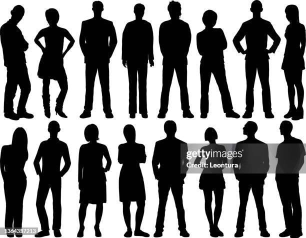 casual people - woman body contour standing stock illustrations