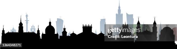 warsaw skyline (all buildings are complete and moveable) - warsaw old town square stock illustrations