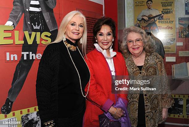 Actors Celeste Yarnall, Mary Ann Mobley and Jan Shepard pose in The GRAMMY Museum before Elvis At The Movies at The GRAMMY Museum on January 4, 2012...