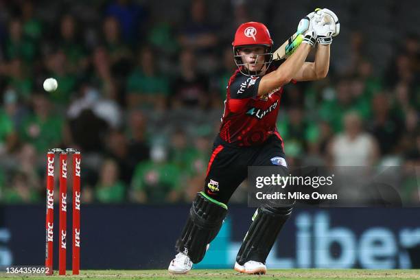 Jake Fraser-McGurk of the Renegades bats during the Men's Big Bash League match between the Melbourne Renegades and the Melbourne Stars at Marvel...